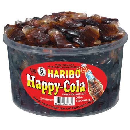 Haribo happy Cola, 150 Stück in der Dose